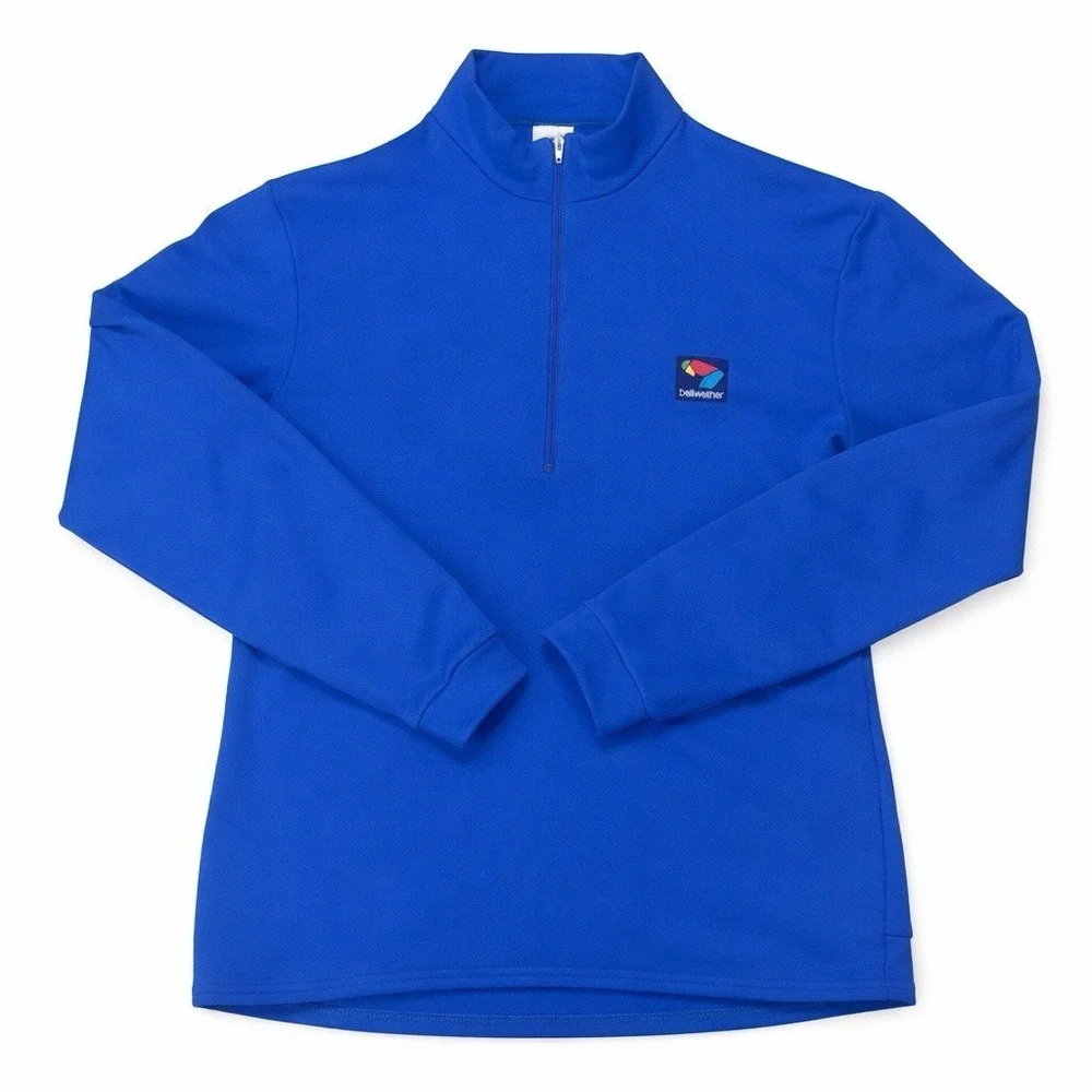 Bellwether Blue Quarter Zip Pullover Cycling Jacket USA Made Slim Medium Bycicle